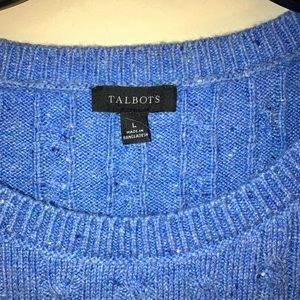 Talbots large L blue marled sweater with button detail EUC